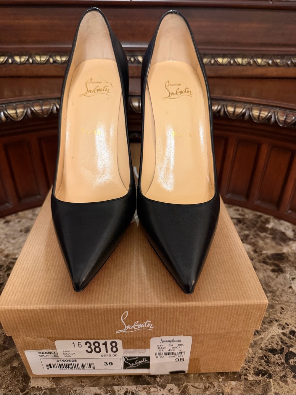 Christian Louboutin Decollete Heels Black & Red EU 39